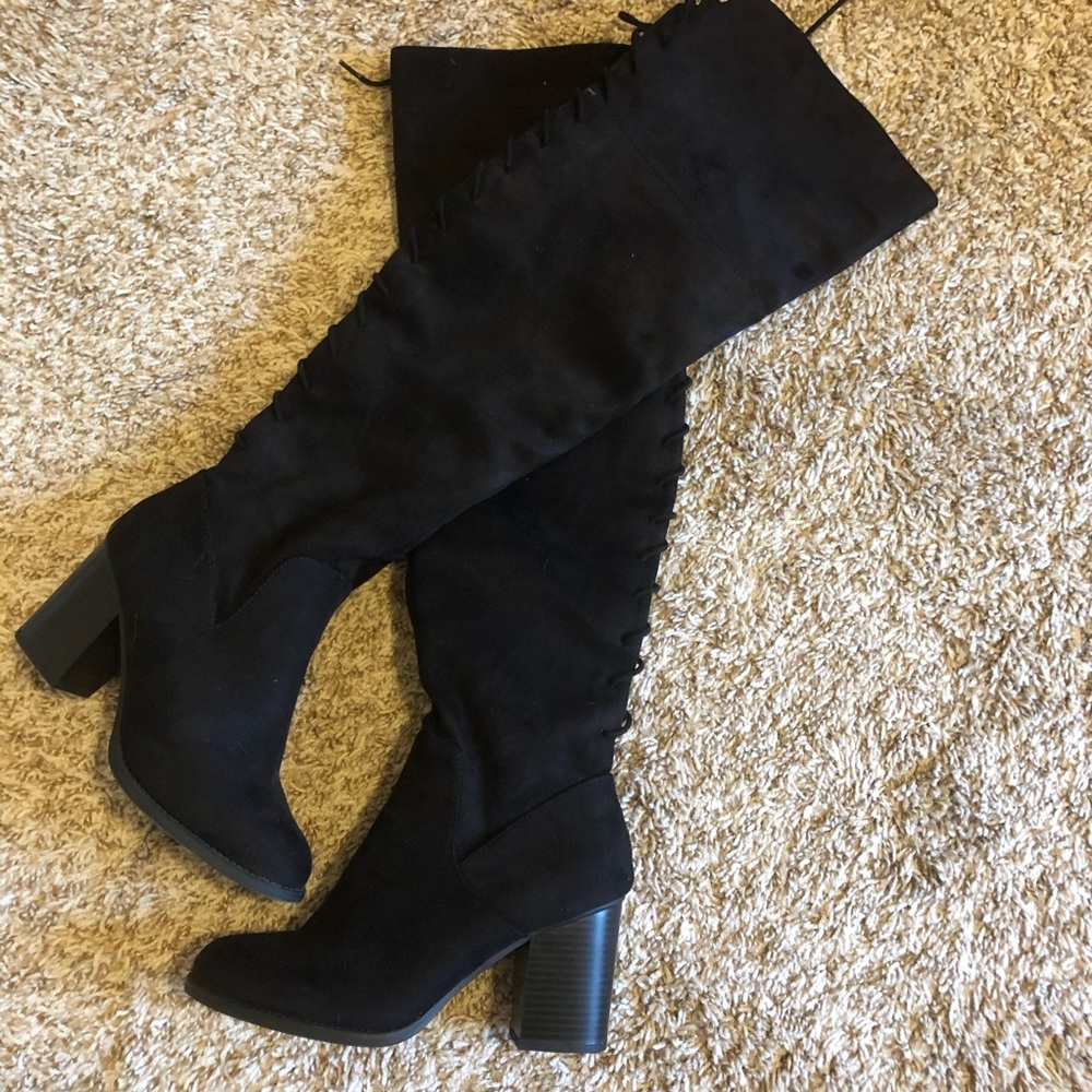 Black Over the Knee Heel Boots